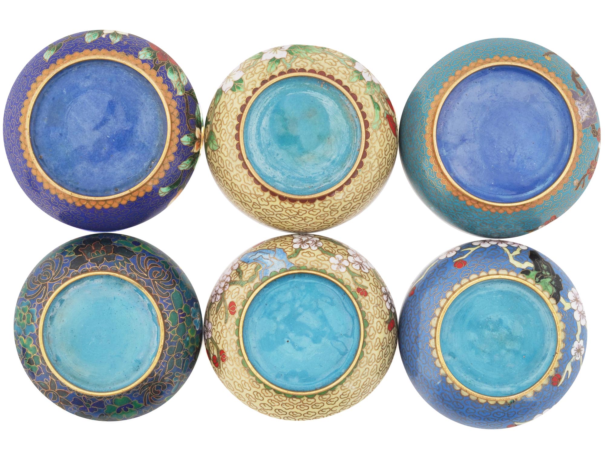 SET OF MID CENTURY CHINESE CLOISONNE ENAMEL BOWLS PIC-2